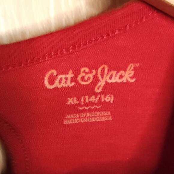 Cat & Jack Girls New Red Tunic Black Glitter Heart 14-16 - Picture 6 of 7